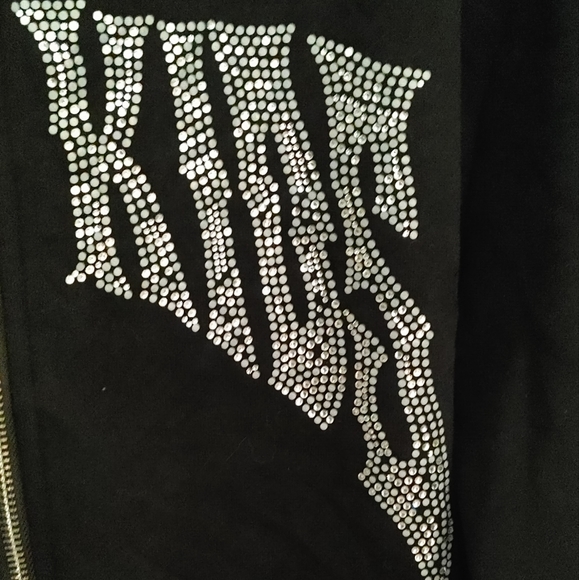 Amok kidz full zip up rhinestone hoodie new size large - Picture 2 of 7